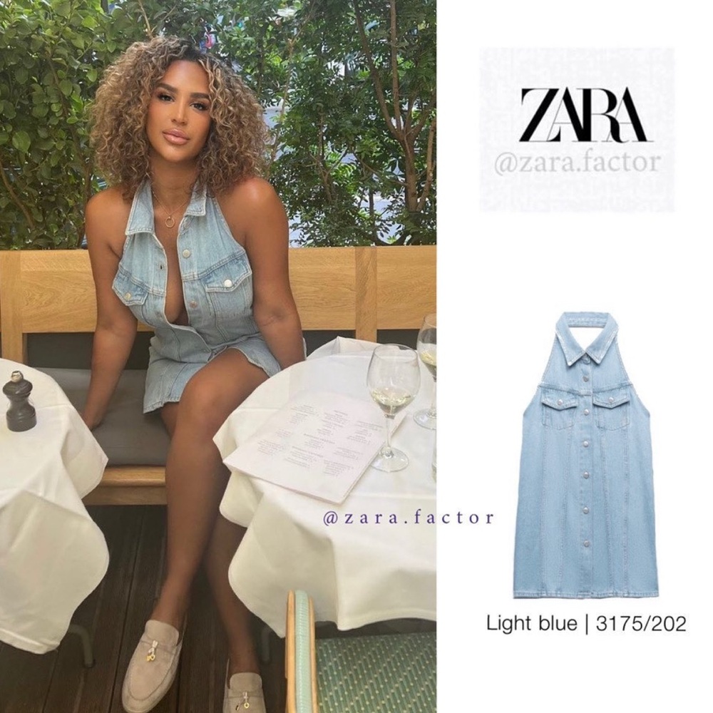 Zara Blue Denim Overalls Modern Casual